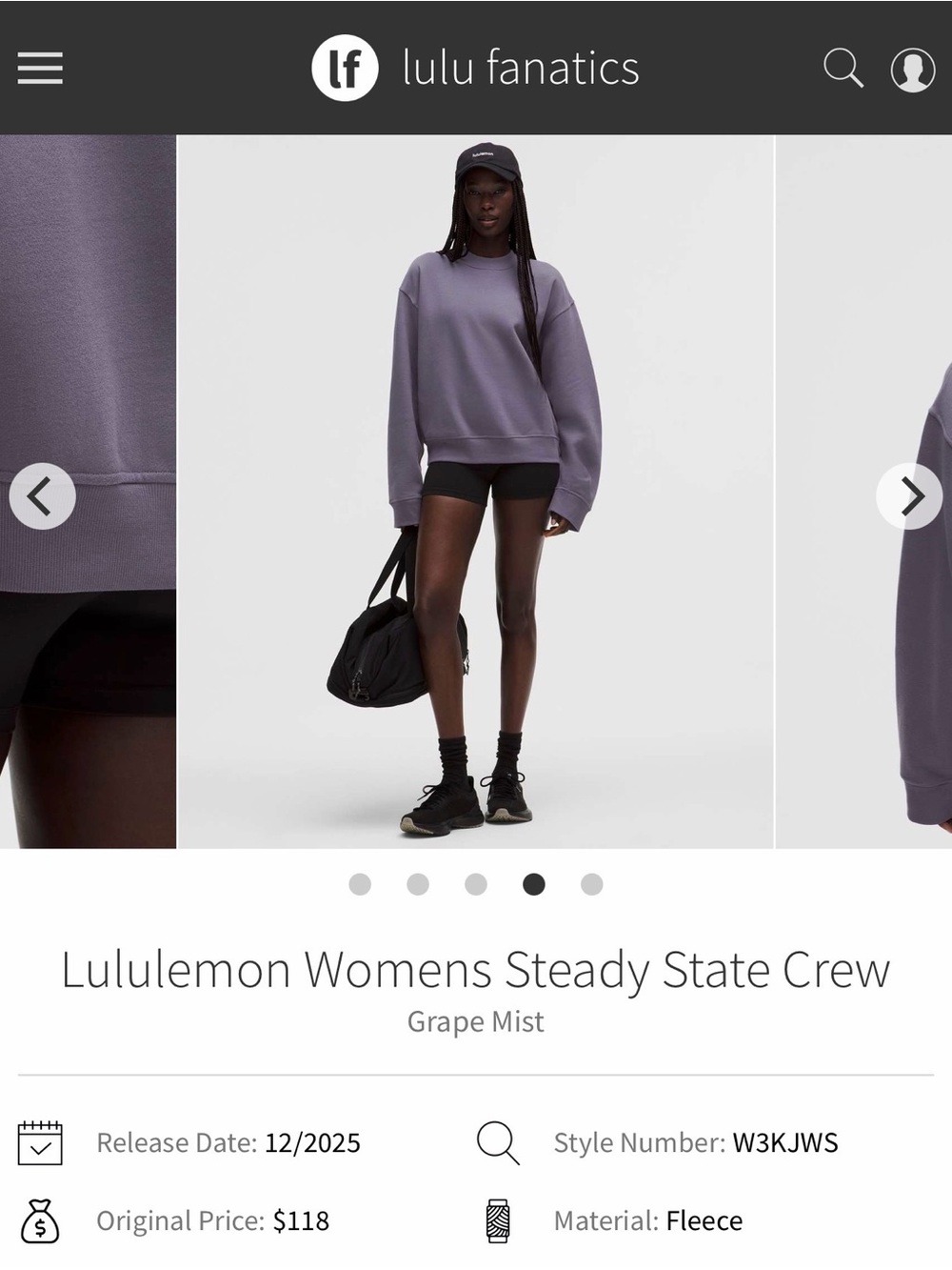 NWT Lululemon Womens Steady State Crew Pullover Grape Mist GMST Size S